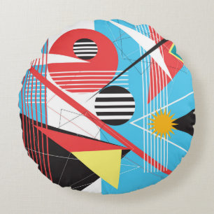 Abstract multi-coloured background of geometric ob round pillow