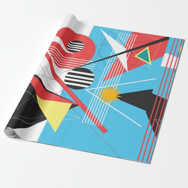 Abstract multi-coloured background of geometric ob wrapping paper (Unrolled)