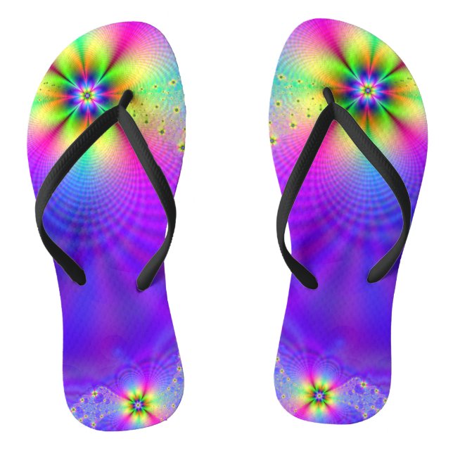 Abstract multi flower fantasy flip flops (Footbed)