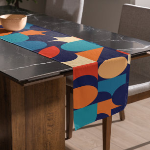 Abstract Multicolor Geometric Shapes Pattern Short Table Runner