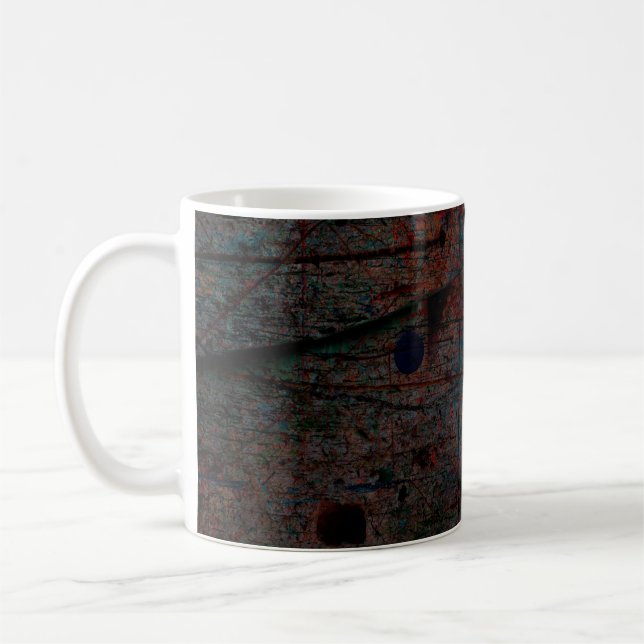 Abstract multicolor grunge background with abstrac coffee mug (Left)