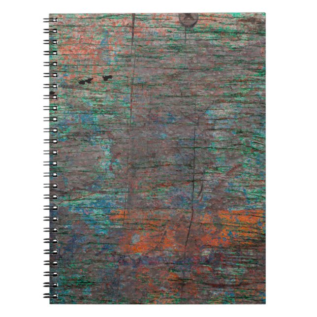 Abstract multicolor grunge background with abstrac notebook (Front)