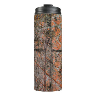 Abstract multicolor grunge background with abstrac thermal tumbler
