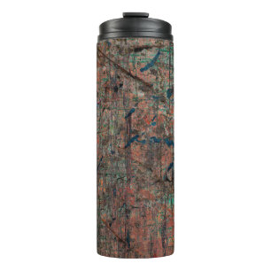 Abstract multicolor grunge background with abstrac thermal tumbler