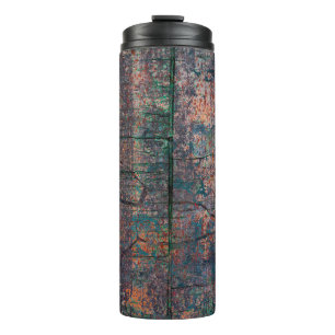Abstract multicolor grunge background with abstrac thermal tumbler