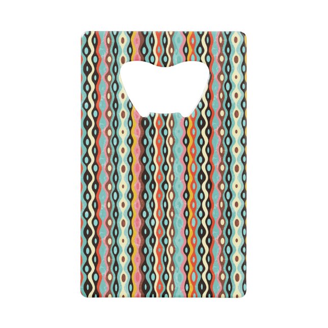 Abstract multicolor pattern credit card bottle opener (Front)