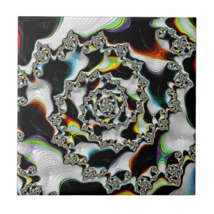 Abstract Multicolor Psychedelic Spiral Fractal  Tile