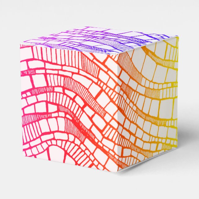 Abstract Multicolor Rectangles Design Favor Box (Front Side)