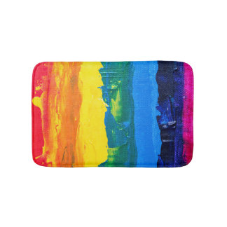 Abstract Multicolor Stripe Design Bath Mat