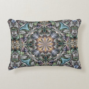 Abstract Multicolor Succulent Garden Rosette Accent Pillow