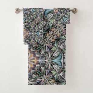 Abstract Multicolor Succulent Garden Rosette Bath Towel Set