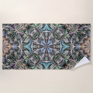 Abstract Multicolor Succulent Garden Rosette Beach Towel