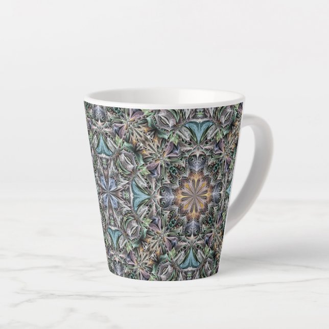 Abstract Multicolor Succulent Garden Rosette Latte Mug (Right Angle)