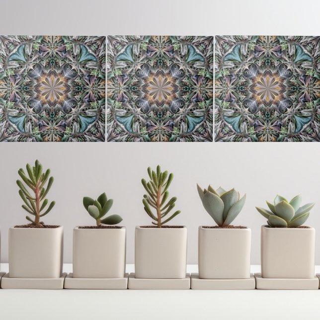 Abstract Multicolor Succulent Garden Rosette Tile (Creator Uploaded)