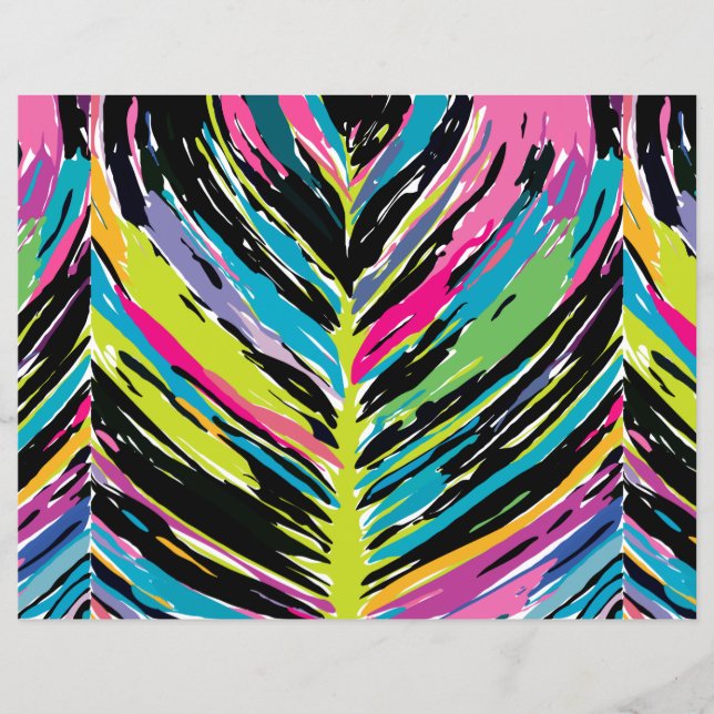 Abstract Multicolor Tropical Leaf Scrapbook Paper (Front)