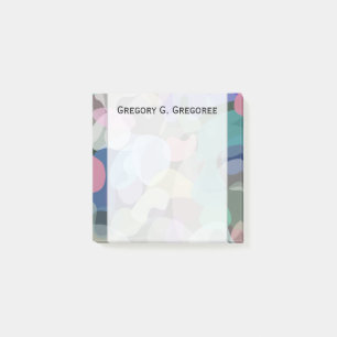 Abstract Multicolored Blotch Pattern + Custom Name Post-it Notes