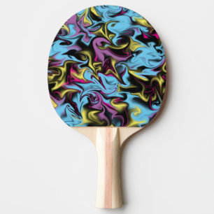 Abstract Multicolored Blue Yellow Pink Black Ping Pong Paddle