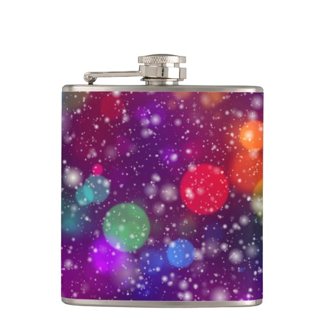 Abstract Multicolored Bokeh Background-25363 Hip Flask (Front)
