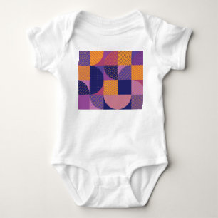 Abstract Multicolored Geometric Vintage Pattern Baby Bodysuit