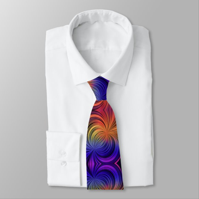 Abstract multicolored lines, quantum loops art tie (Tied)