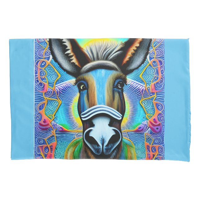Abstract Multicolored Little Donkey Pillowcase (Front)
