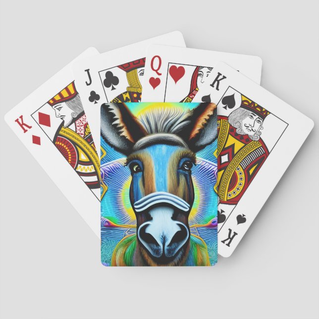 Abstract Multicolored Little Donkey Playing Cards (Back)