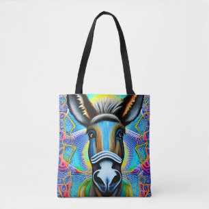 Abstract Multicolored Little Donkey Tote Bag