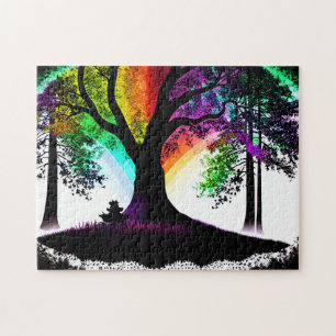 Abstract Multicolored Magical and Enchanted Forest Jigsaw Puzzle