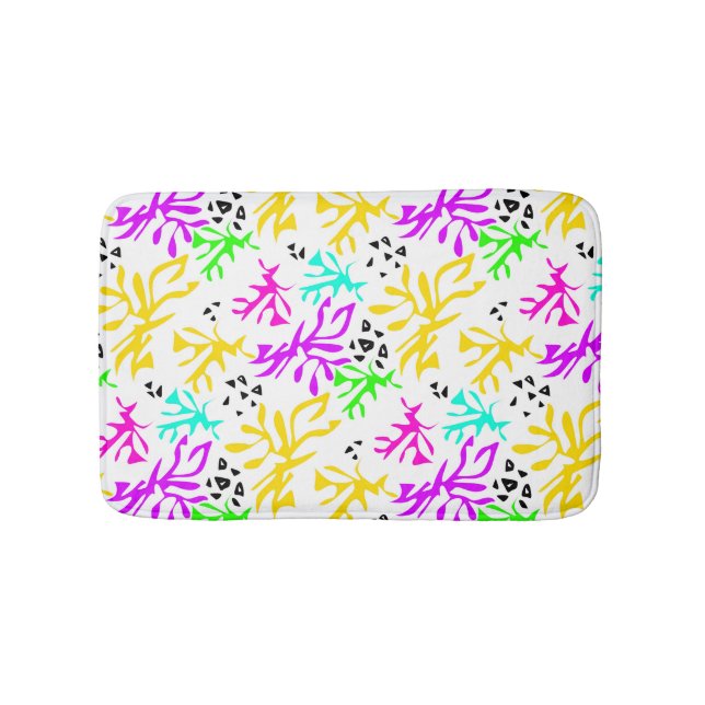 Abstract multicolored neon pattern  bath mat (Front)