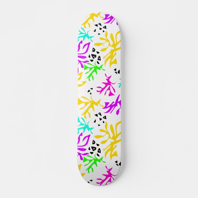 Abstract multicolored neon pattern  skateboard (Front)