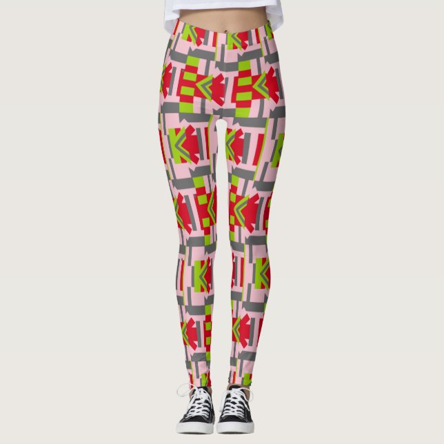 Abstract Multicolored Pattern with Arrows Leggings (Front)