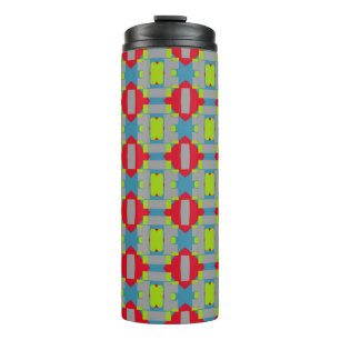 Abstract Multicolored Pattern with Red Diamonds Thermal Tumbler