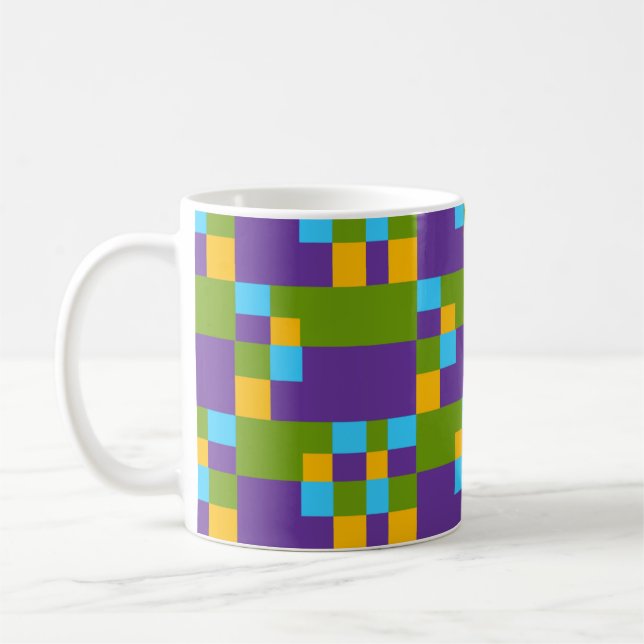Abstract Multicolored Pattern with Squares Coffee Mug (Left)