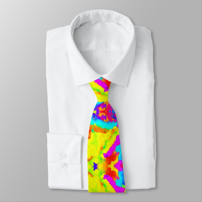 Abstract Multicolored Rainbow Watercolor Tie (Tied)