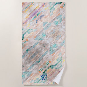 Abstract Multicolored Watery Pastel Swashes Beach Towel