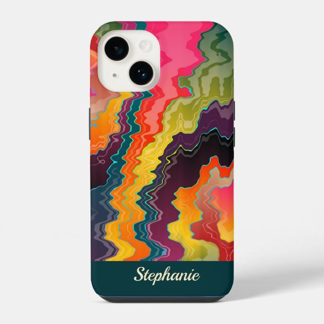 Abstract Multicolored Zigzag iPhone Case (Back)