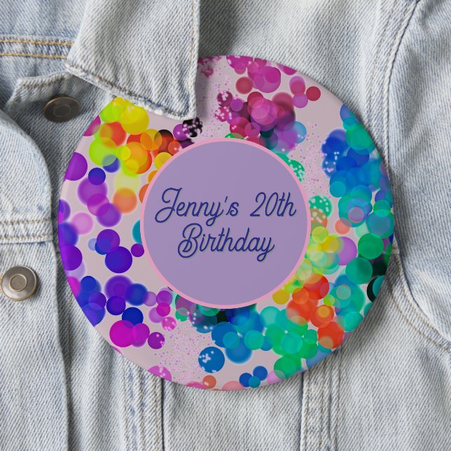 Abstract Multicolour Happy Birthday Bokeh  6 Inch Round Button (In Situ)