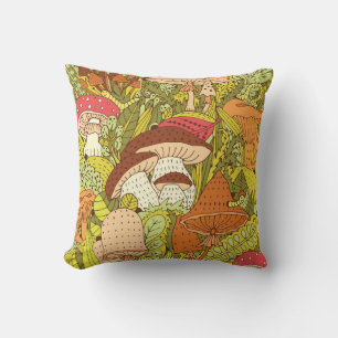 Abstract Mushroom Forest: Artistic Pattern Throw Pillow
