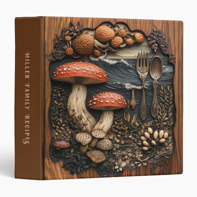 Abstract Mushroom Wooden Forest Ocean Spoon Fork Binder (Front/Spine)