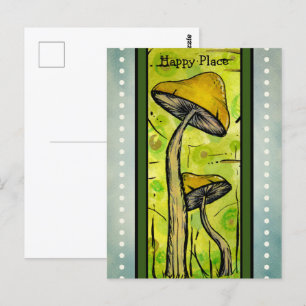 Abstract Mushrooms In Watercolor.  Postcard