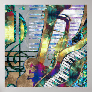 Abstract Music Art Collage - mixed media #1 Poster