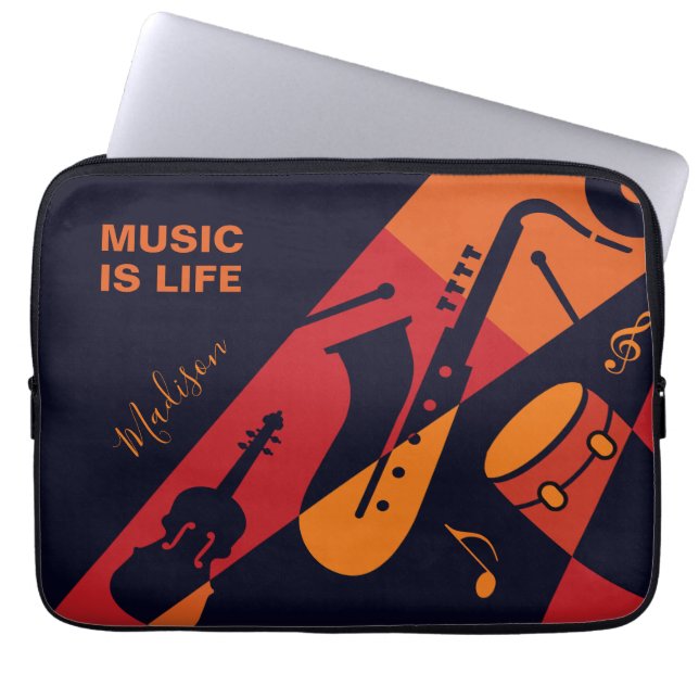 Abstract Music custom name & text laptop sleeves (Front)