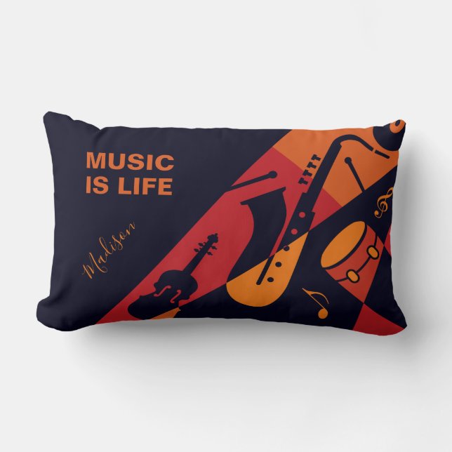 Abstract Music custom name & text throw pillows (Front)