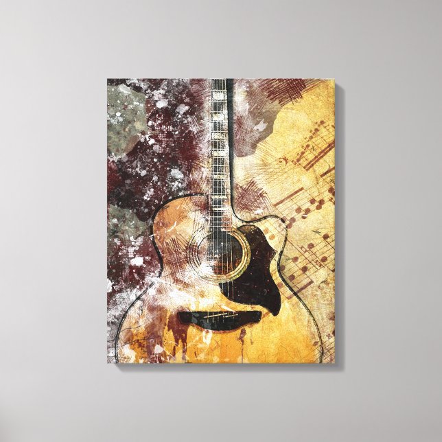 Abstract Music Guitar Canvas Wall Art (Front)