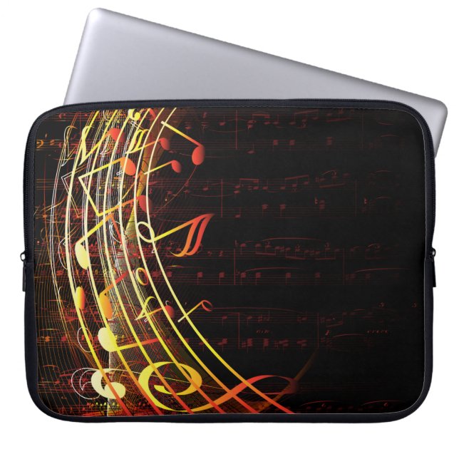 Abstract Music Notes Background Laptop Sleeve (Front)