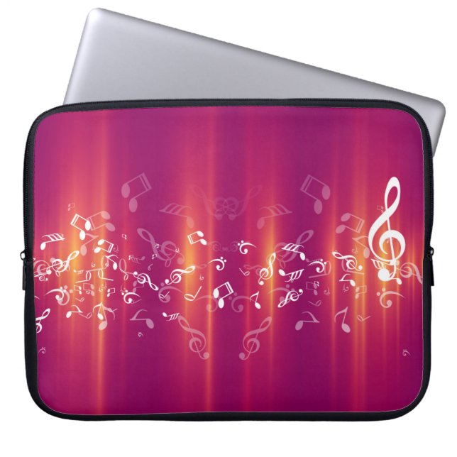 Abstract Music Notes Background Laptop Sleeve (Front)