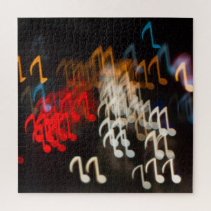 Abstract music notes: lights bokeh background jigsaw puzzle