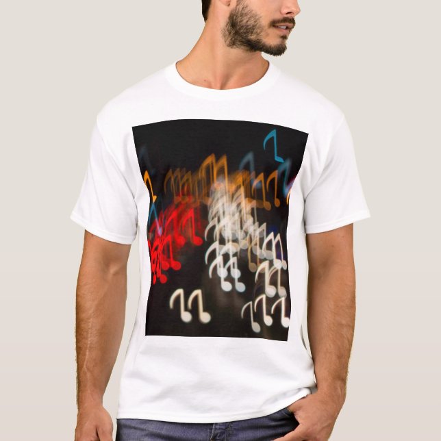 Abstract music notes: lights bokeh background T-Shirt (Front)