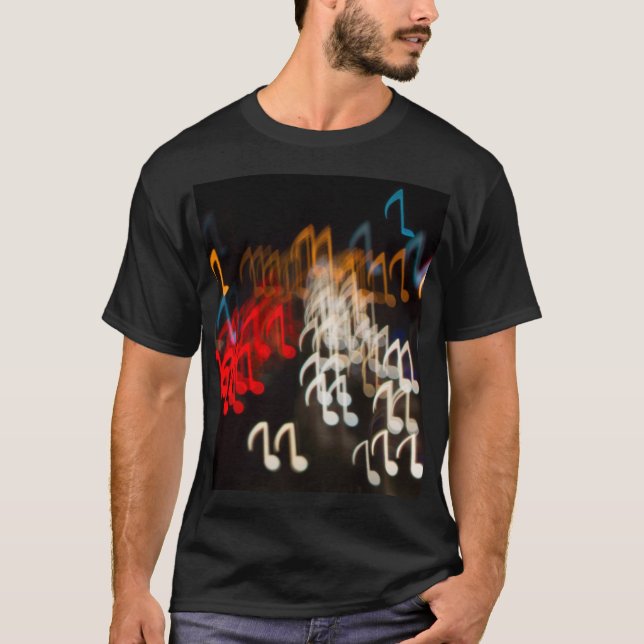 Abstract music notes: lights bokeh background T-Shirt (Front)