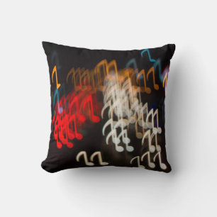 Abstract music notes: lights bokeh background throw pillow